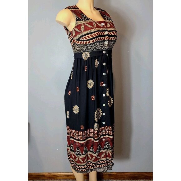 Vtg Petite Sophisticate Button Front Maxi Dress Sz 0 Tie Back Cottage Grunge 90s - Picture 2 of 10